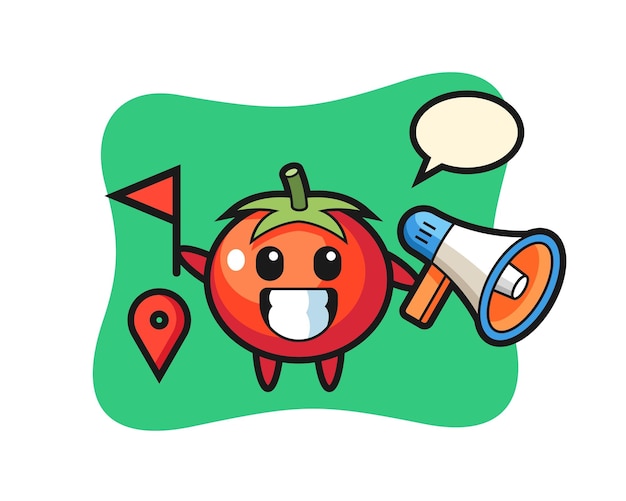 Character cartoon of tomatoes as a tour guide