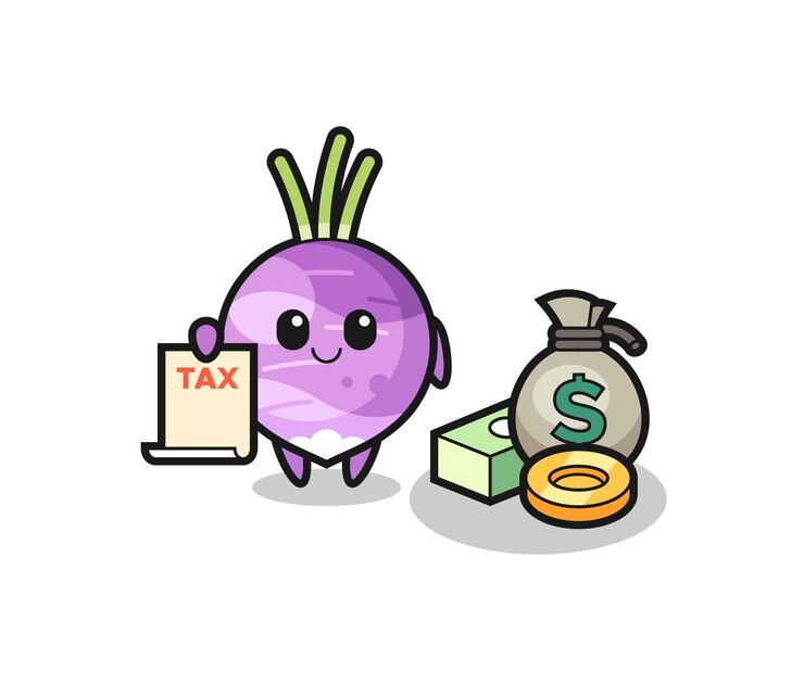 Vector character cartoon of turnip as a accountant  cute style design for t shirt sticker logo element
