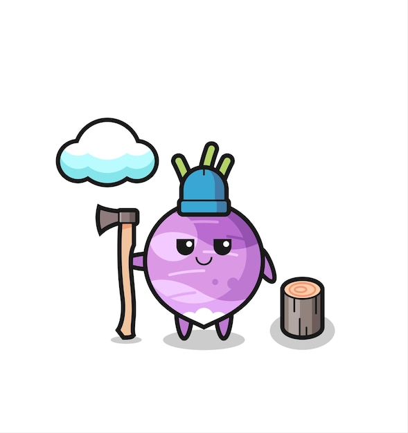 Character cartoon of turnip as a woodcutter  cute style design for t shirt sticker logo element