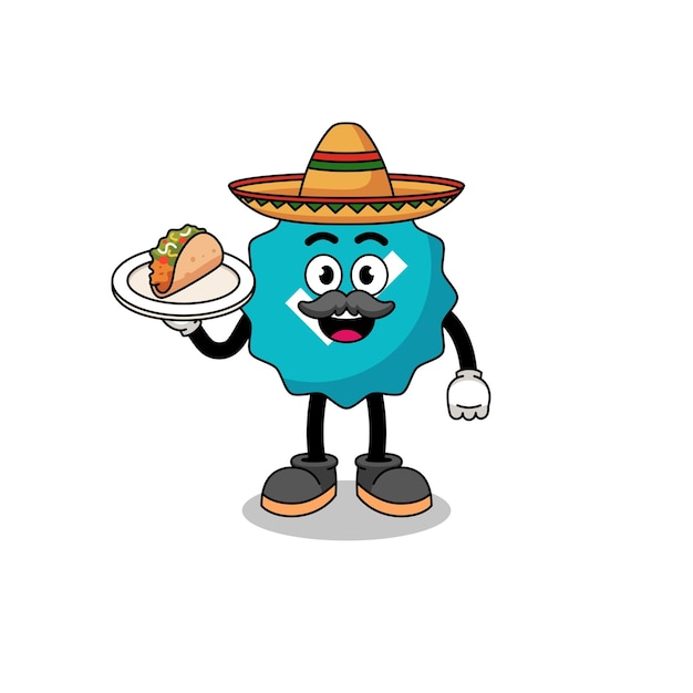 Character cartoon of verified sign as a mexican chef character design