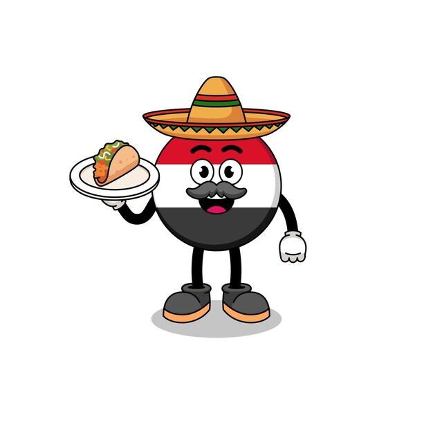 Vector character cartoon of yemen flag as a mexican chef