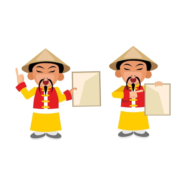 Character chinese man in traditional clothes flat illustration