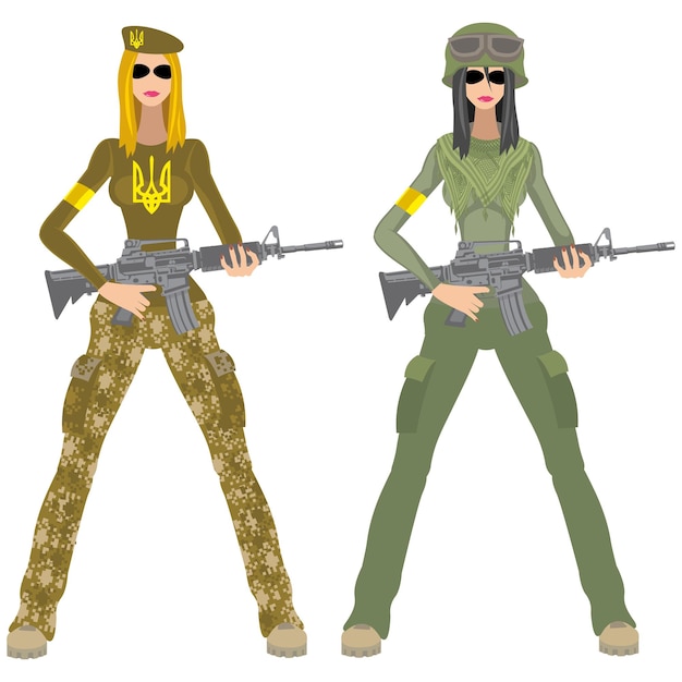 Vector character combat girl flat illustration