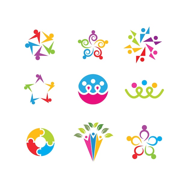 Il carattere di communitynetwork e social people icon set design