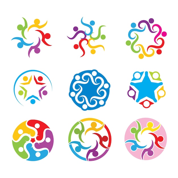 The character of communitynetwork and social people logo icon design