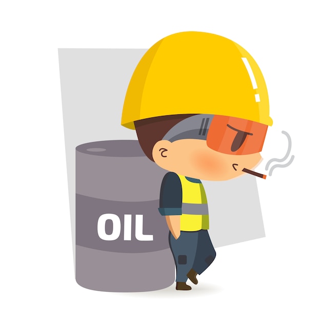 Character construction worker Smoking around dangerous substances, illustration, Safety and accident, Industrial safety.