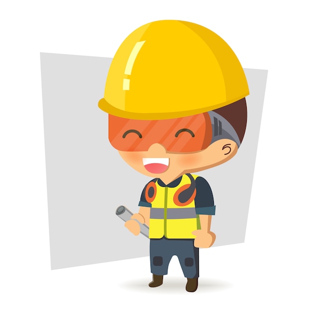 Vector character constructor worker in various situations.  illustration, concept : safety and accident, industrial safety.