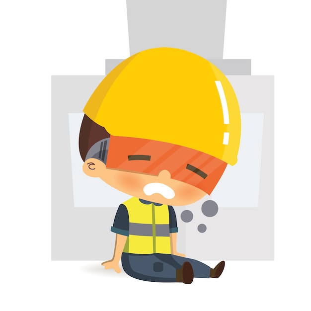 Character constructor worker in various situations.   illustration, concept : Safety and accident, Industrial safety.