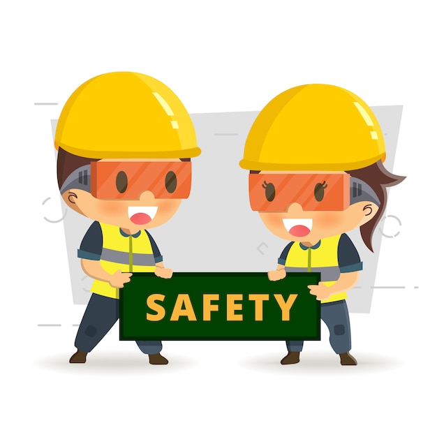 Character constructor worker in various situations.  Vector illustration, concept : Safety and accident, Industrial safety.