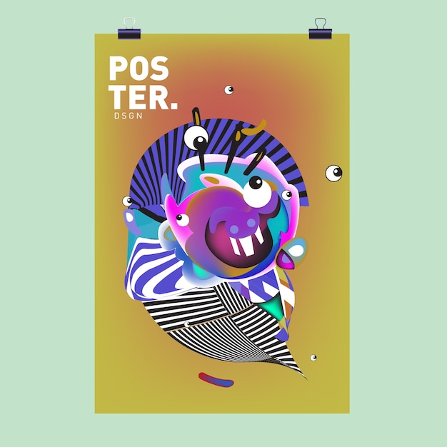 Vector character cover and poster design template