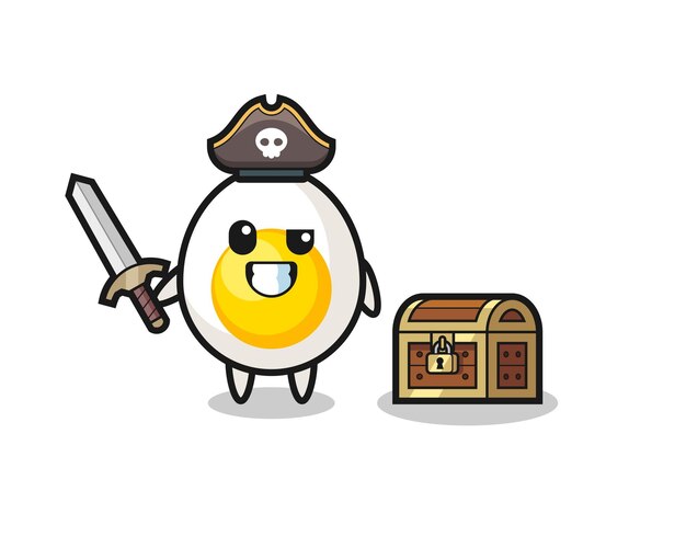 Character of the cute boiled egg with dead pose , cute style design for t shirt, sticker, logo element