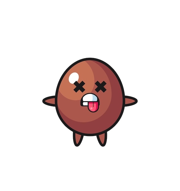 Character of the cute chocolate egg with dead pose