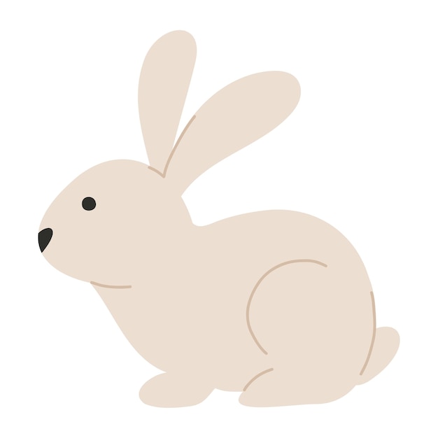 Character cute Easter bunny in pastel colors Illustration rabbit in flat style in lying pose Vector