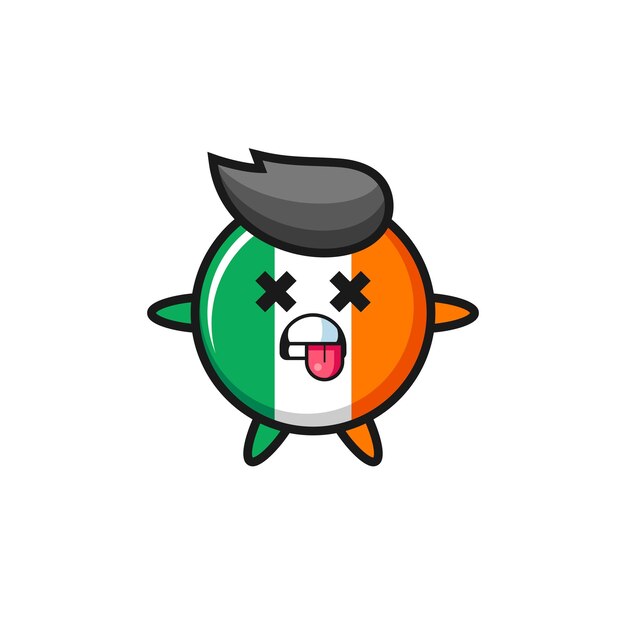 Character of the cute ireland flag badge with dead pose