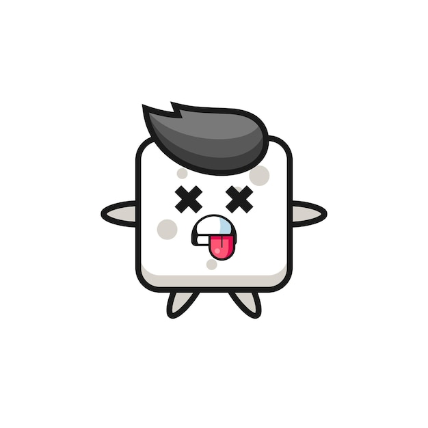 Character of the cute sugar cube with dead pose , cute style design for t shirt, sticker, logo element