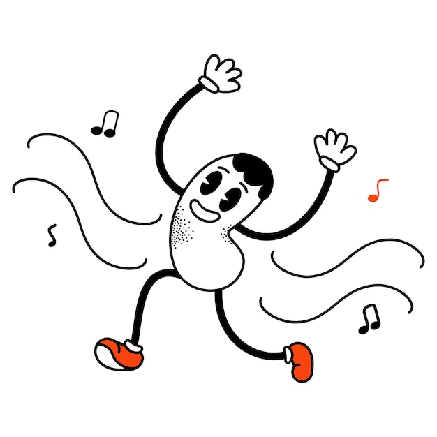 Vector character dances and sings