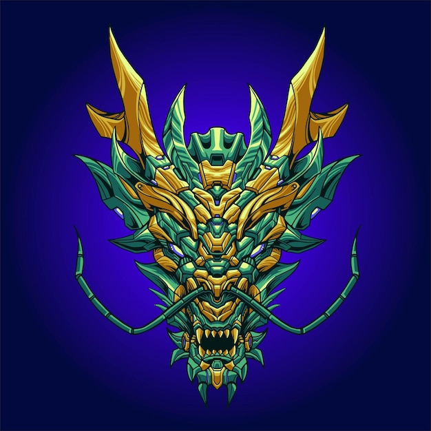 Vector character design dragon head mecha