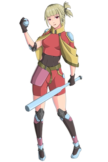 Vector character design girl bring stick