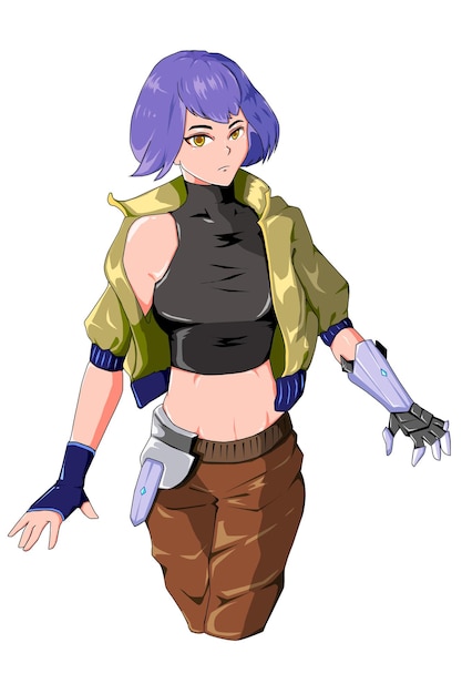 Character design girl with gauntlet