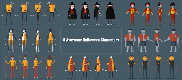 Character design di mostri per il giorno di halloween