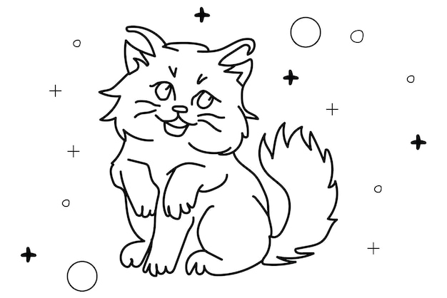 Vector character design outline of cat animal vector illustration