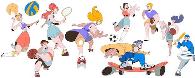 Vettore character design impostare gli sport estivi