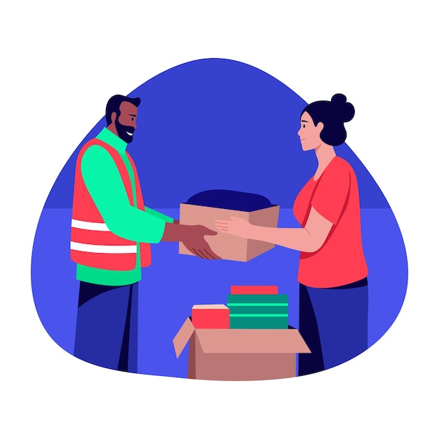 a character doing donation flat style illustration