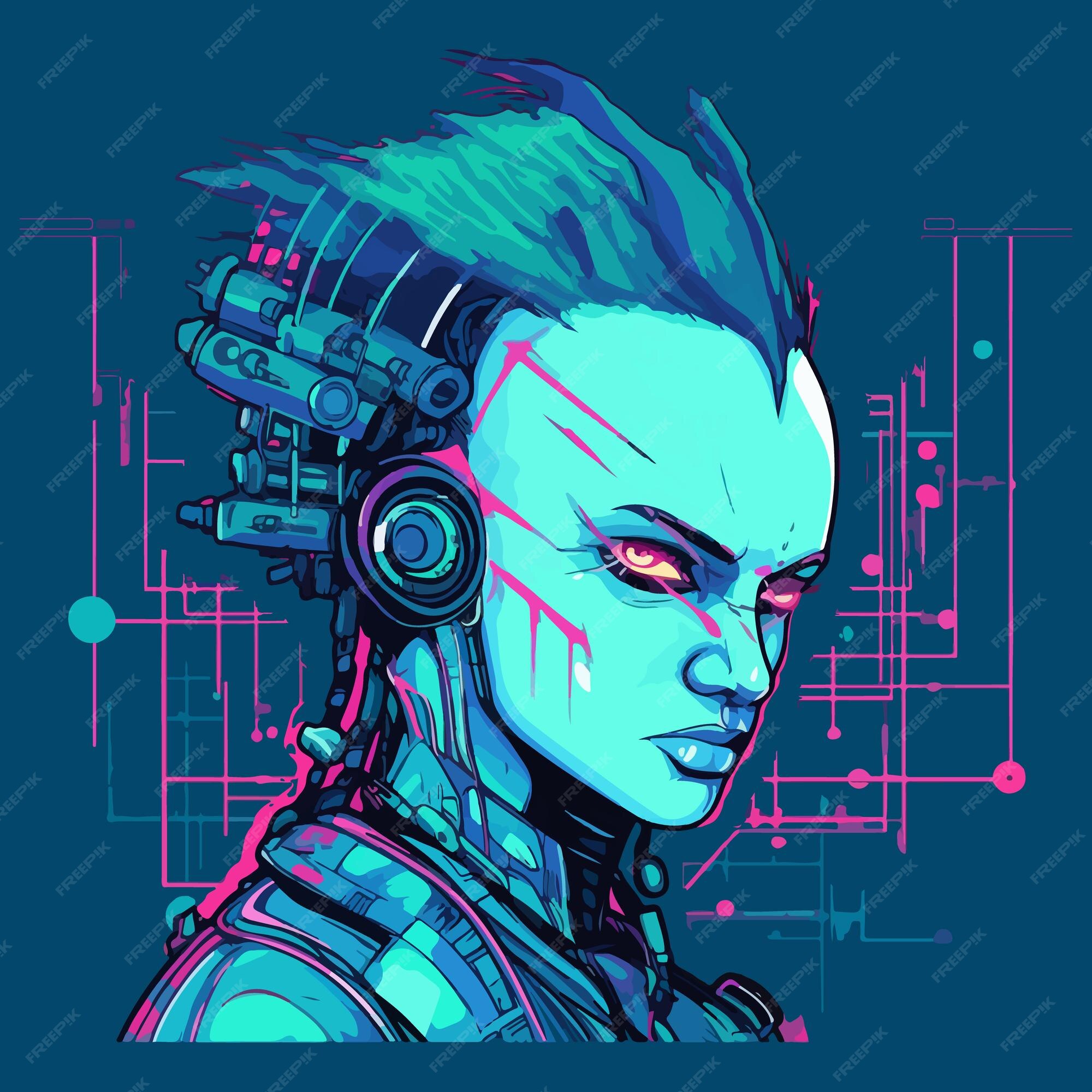 Cyberpunk Anime Girl - Futuristic Sci-Fi Design - Cyberpunk - Sticker