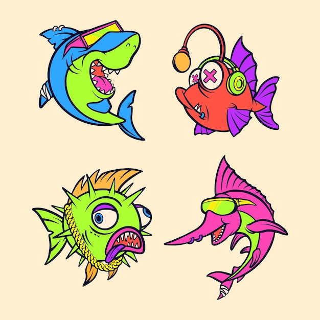 Character fish Rappers style vector