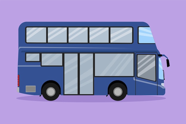 Character flat drawing double decker buses that are seen from the side serve tourists to go around the city enjoying their holidays Public vehicle transportation Cartoon design vector illustration