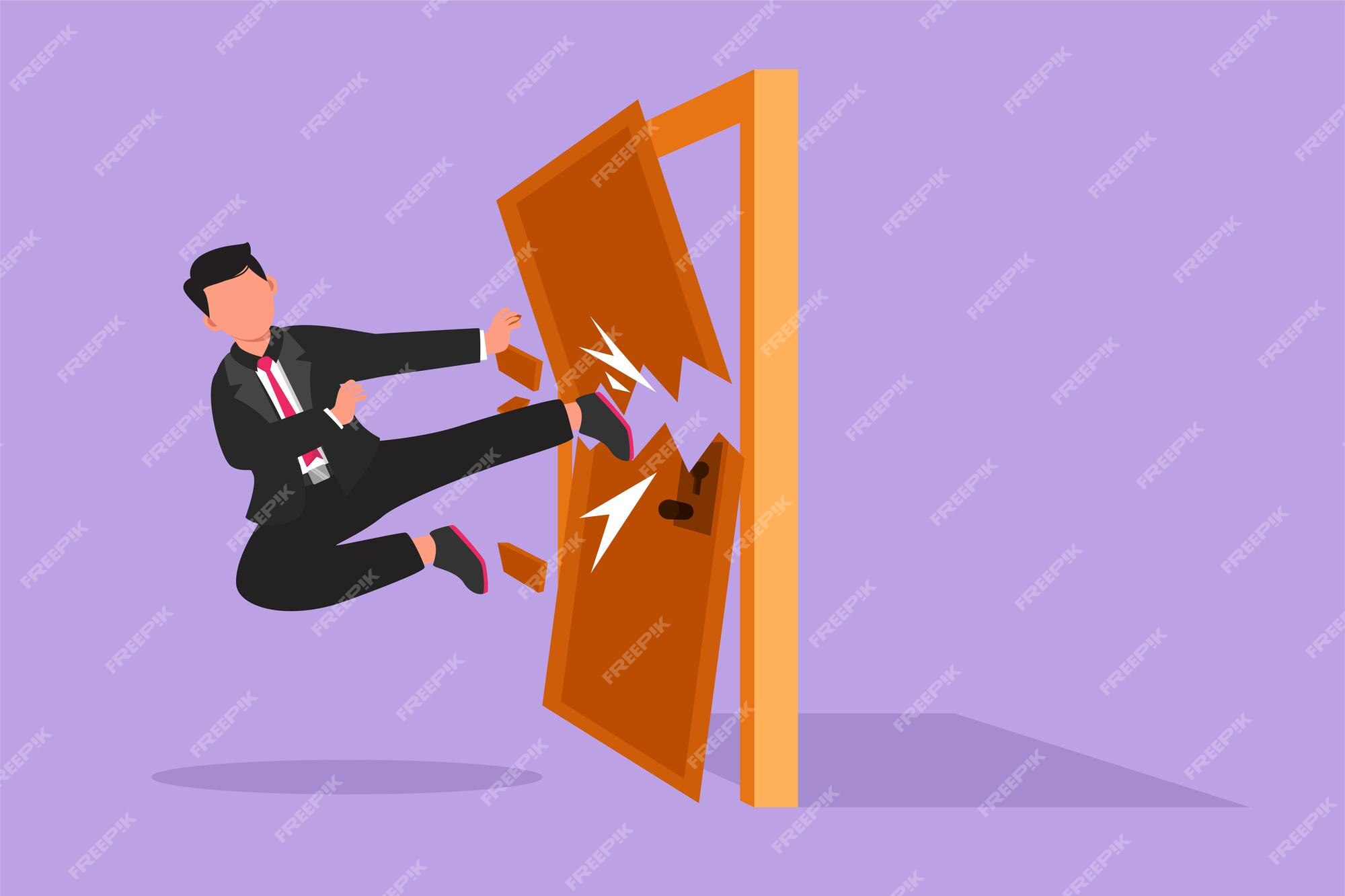 Premium Vector  Cartoon illustration of a businessman being kicked out