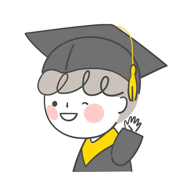 Character in graduation cap and graduation gown