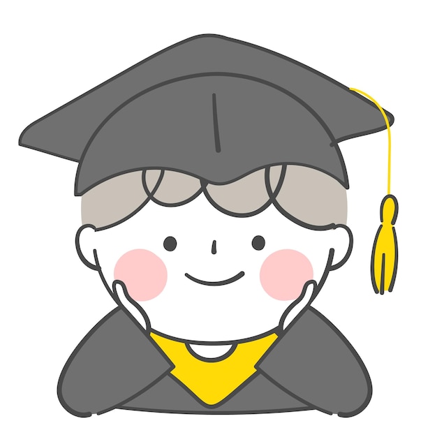 Character in graduation cap and graduation gown