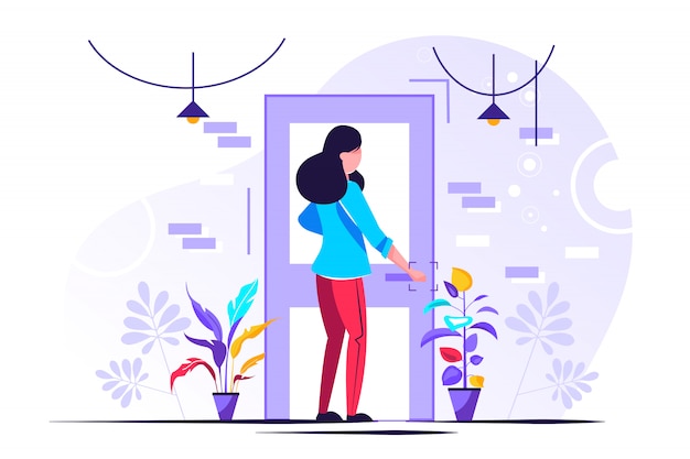 character holding a door knob