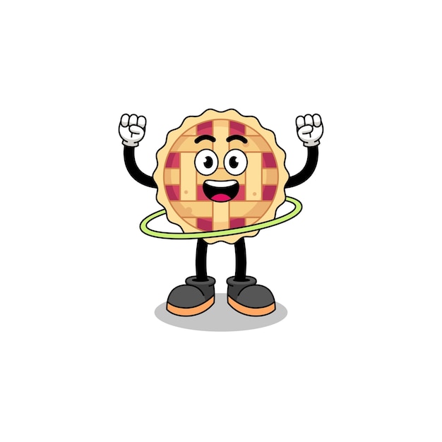 Character Illustration of apple pie playing hula hoop