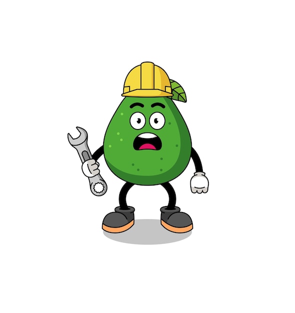 Character illustration of avocado fruit with 404 error character design