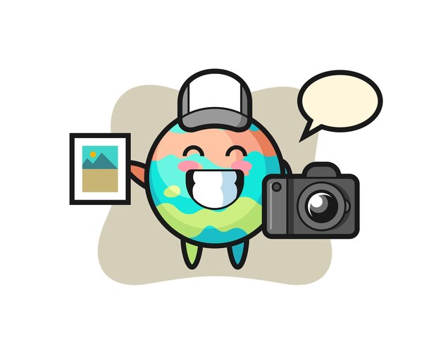 character illustration of bath bomb as a photographer