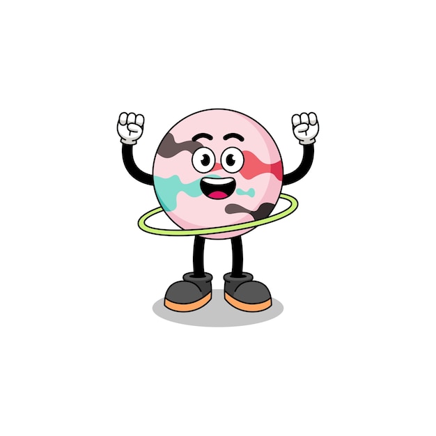 Character Illustration of bath bomb playing hula hoop character design