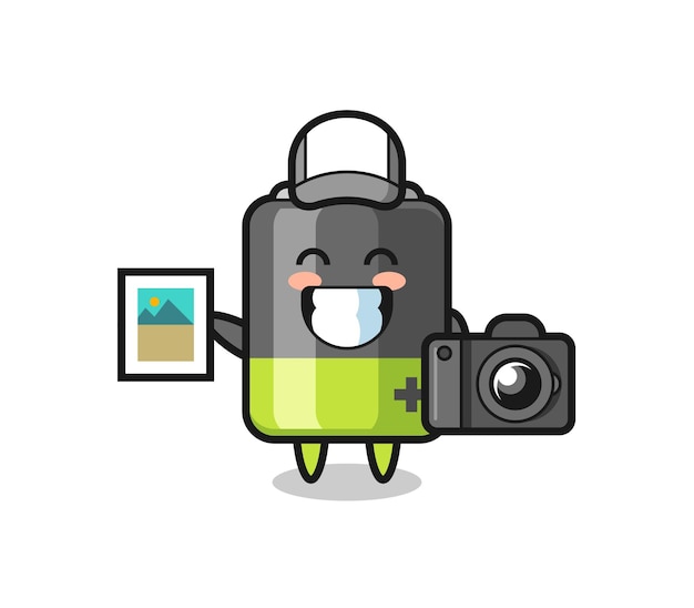 Character illustration of battery as a photographer