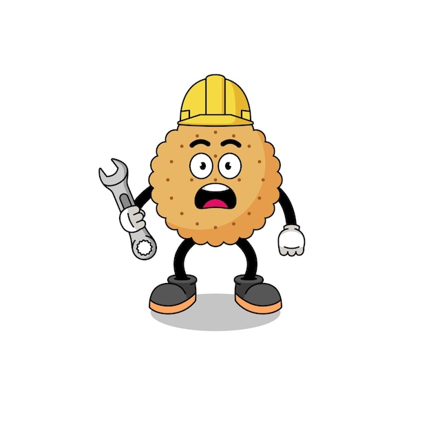 Character Illustration of biscuit round with 404 error character design