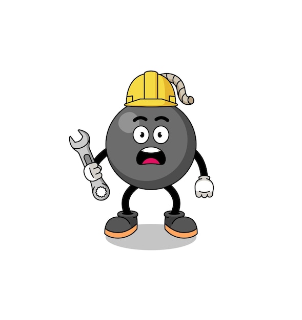 Character Illustration of bomb with 404 error character design