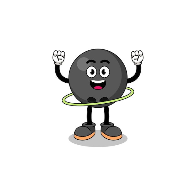 Character Illustration of bowling ball playing hula hoop character design