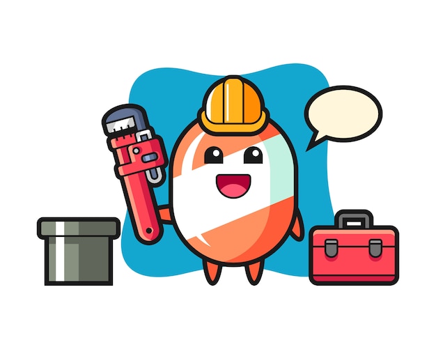 Character illustration of candy as a plumber