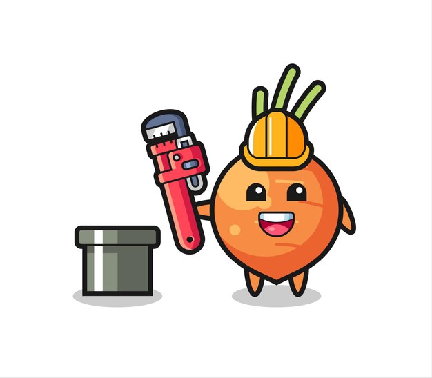 Character Illustration of carrot as a plumber , cute style design for t shirt, sticker, logo element