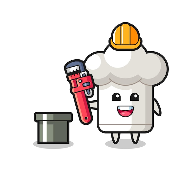 Character illustration of chef hat as a plumber