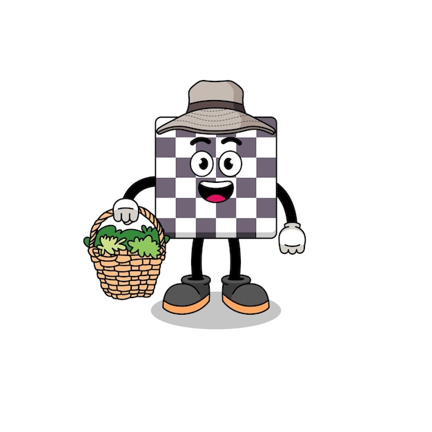 Character Illustration of chessboard as a herbalist character design