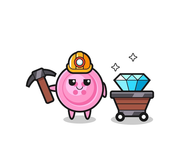 Character Illustration of clothing button as a miner