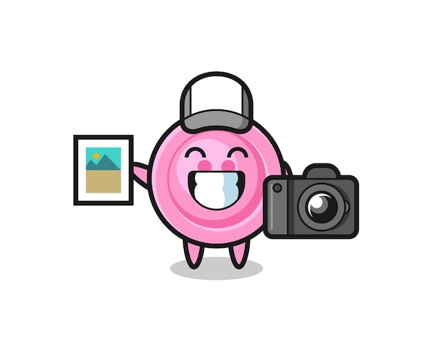 Character Illustration of clothing button as a photographer