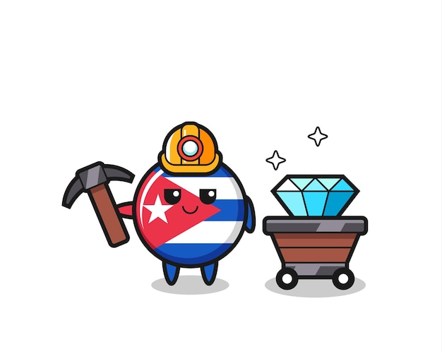 Иллюстрация символов значка флага Кубы как шахтер