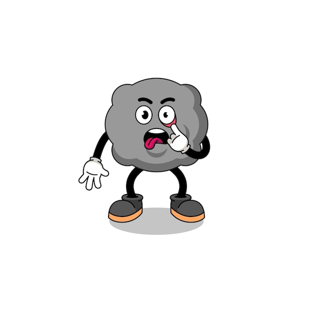 Personaggio illustrazione della nuvola scura con la lingua fuori